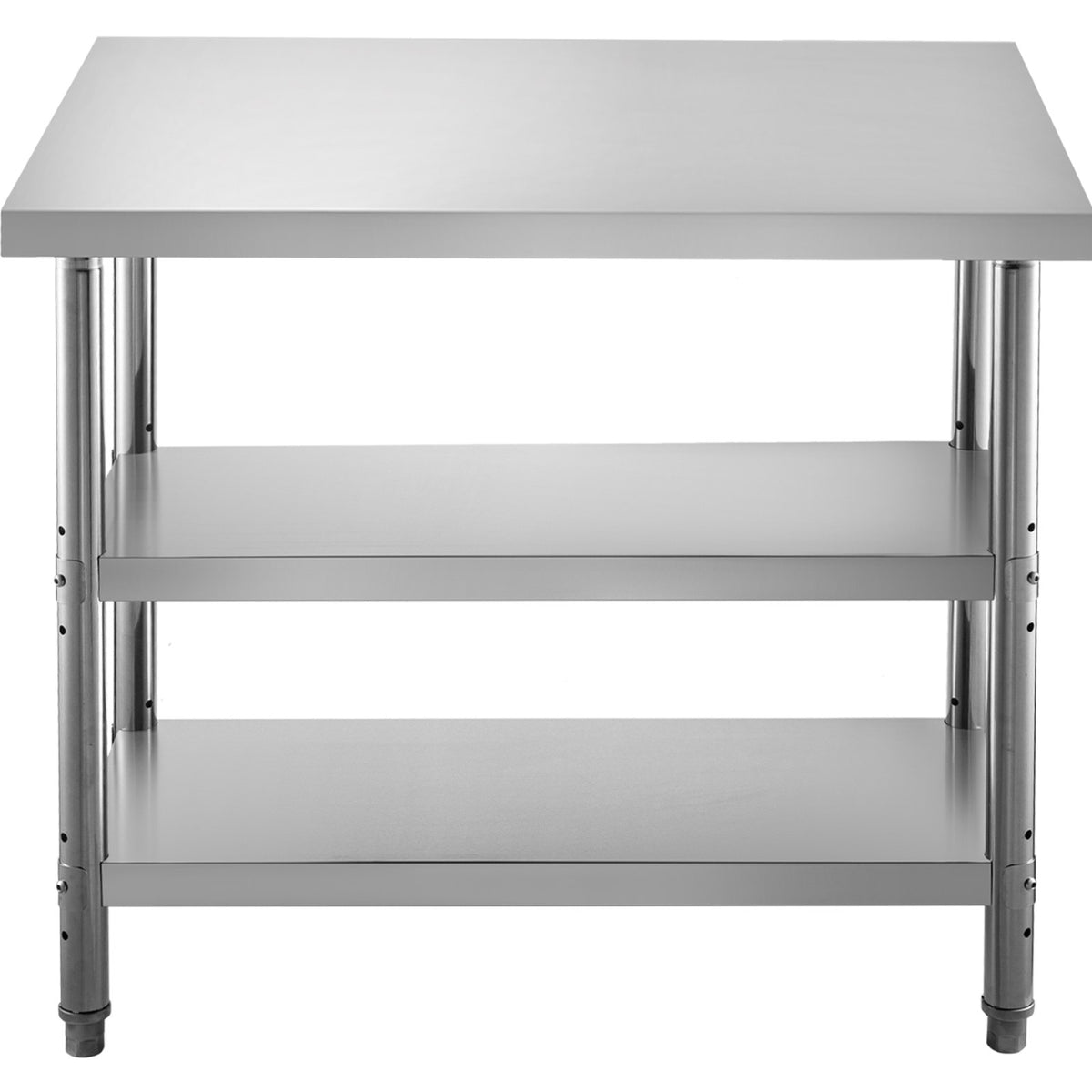 Stainless Steel Prep Table 1520x450x855mm | Commercial Kitchen Work Table with 2 Adjustable Undershelves | Heavy Duty BBQ Prep Table for Garage, Home, Warehouse | Silver