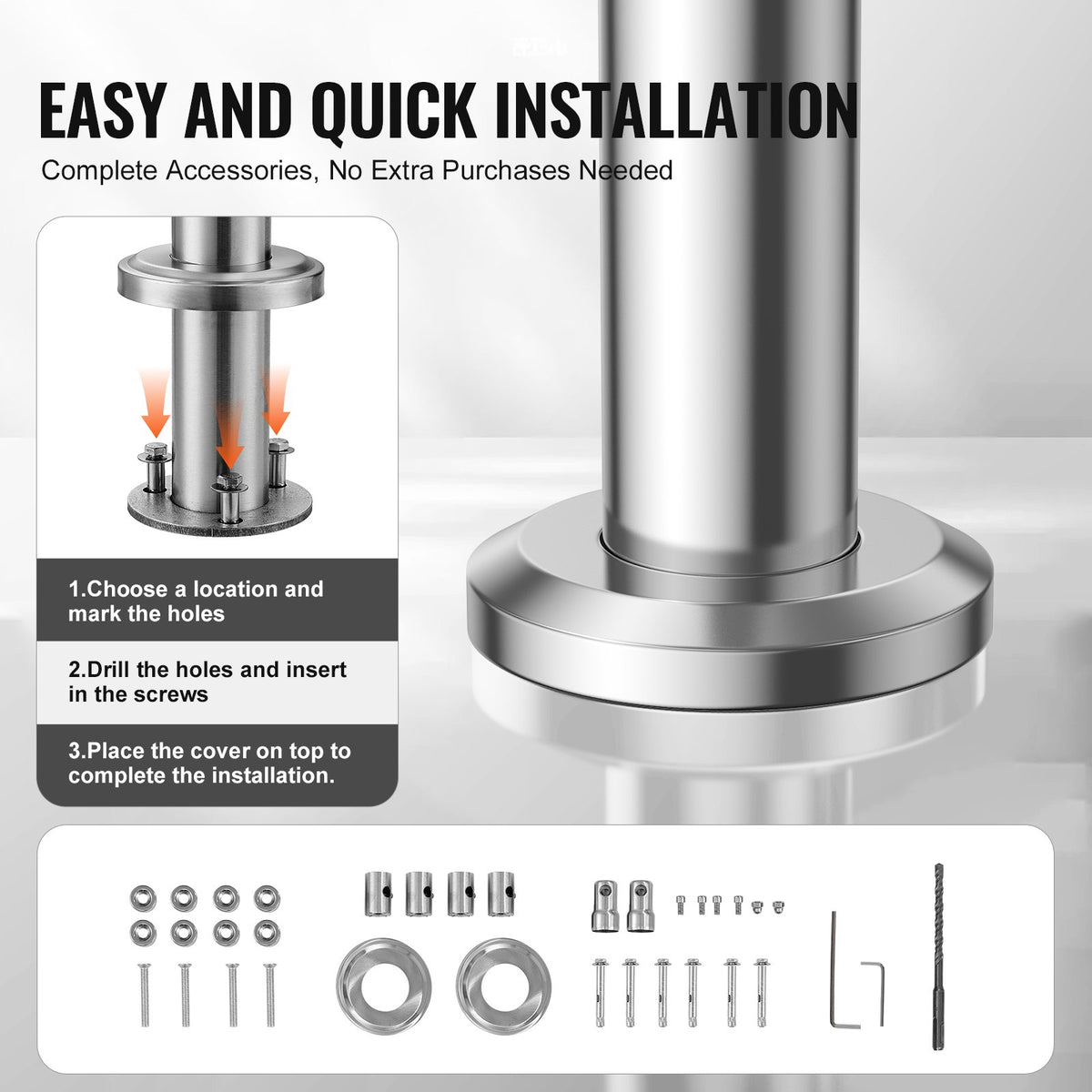 Outdoor Handrail 39.4" | 2 Crossbar Stair Railing for Porch & Deck Steps