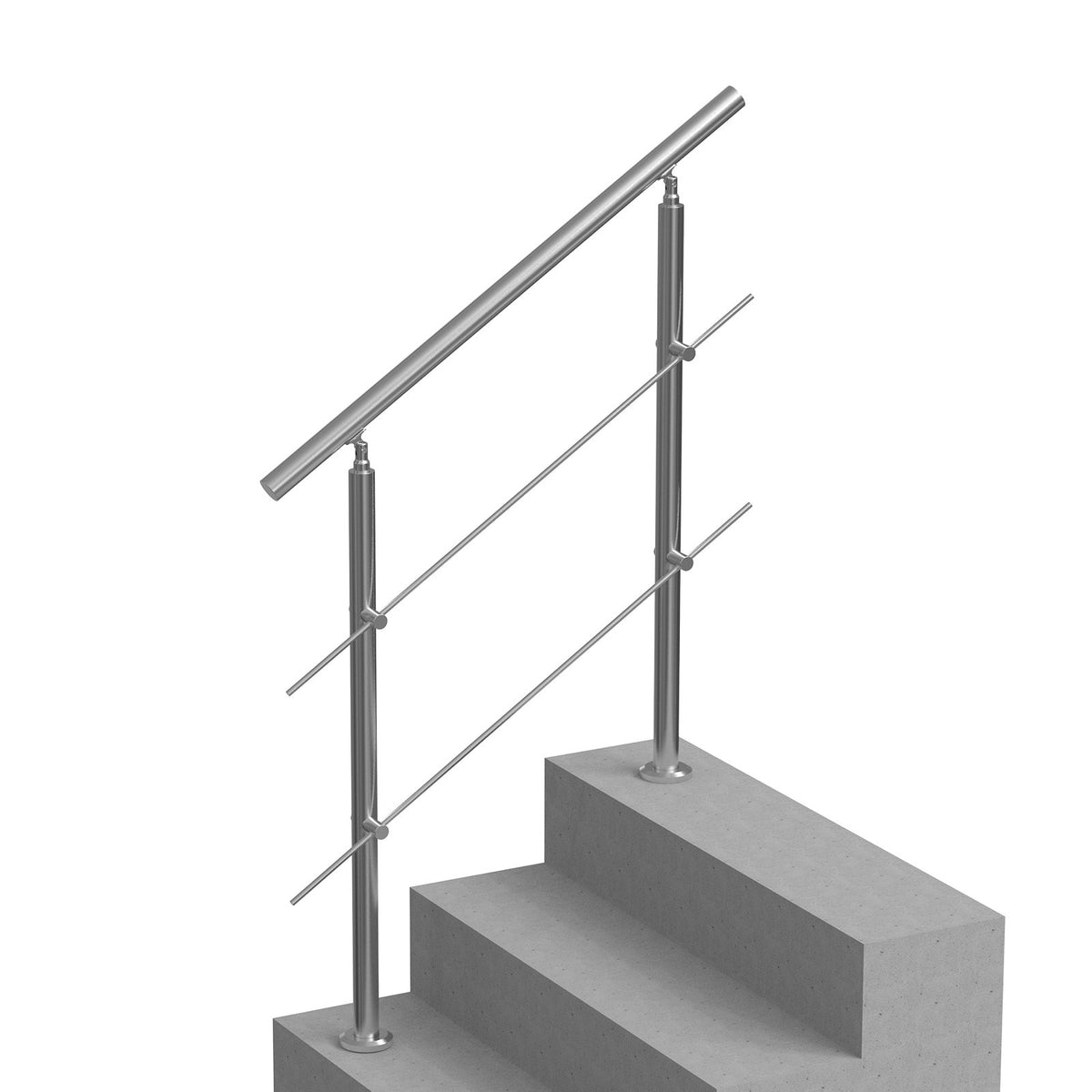 Outdoor Handrail 39.4" | 2 Crossbar Stair Railing for Porch & Deck Steps
