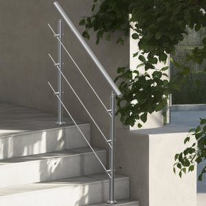 Handrails for Outdoor Steps 47.2" | 3 Crossbars | Porch & Deck Stair Railing