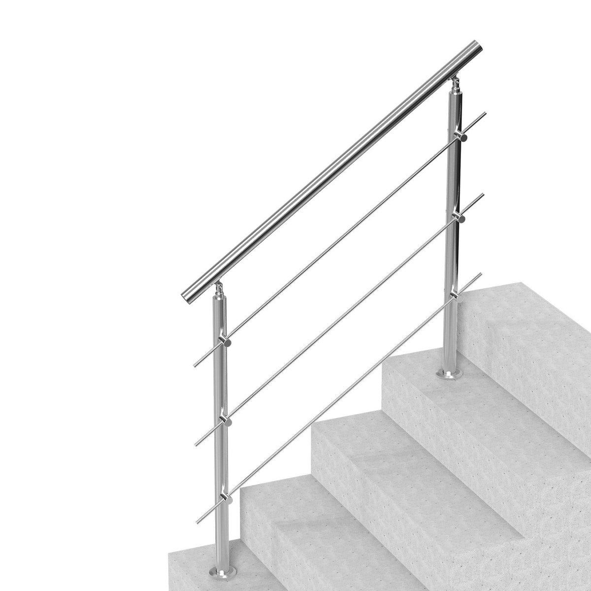 Handrails for Outdoor Steps 47.2" | 3 Crossbars | Porch & Deck Stair Railing