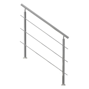 Handrails for Outdoor Steps 47.2" | 3 Crossbars | Porch & Deck Stair Railing