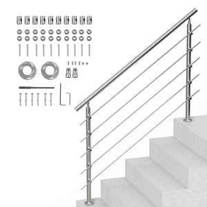 Handrails for Outdoor Steps 59" | 5 Crossbars | Porch & Deck Stair Railing