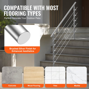 Handrails for Outdoor Steps 59" | 5 Crossbars | Porch & Deck Stair Railing