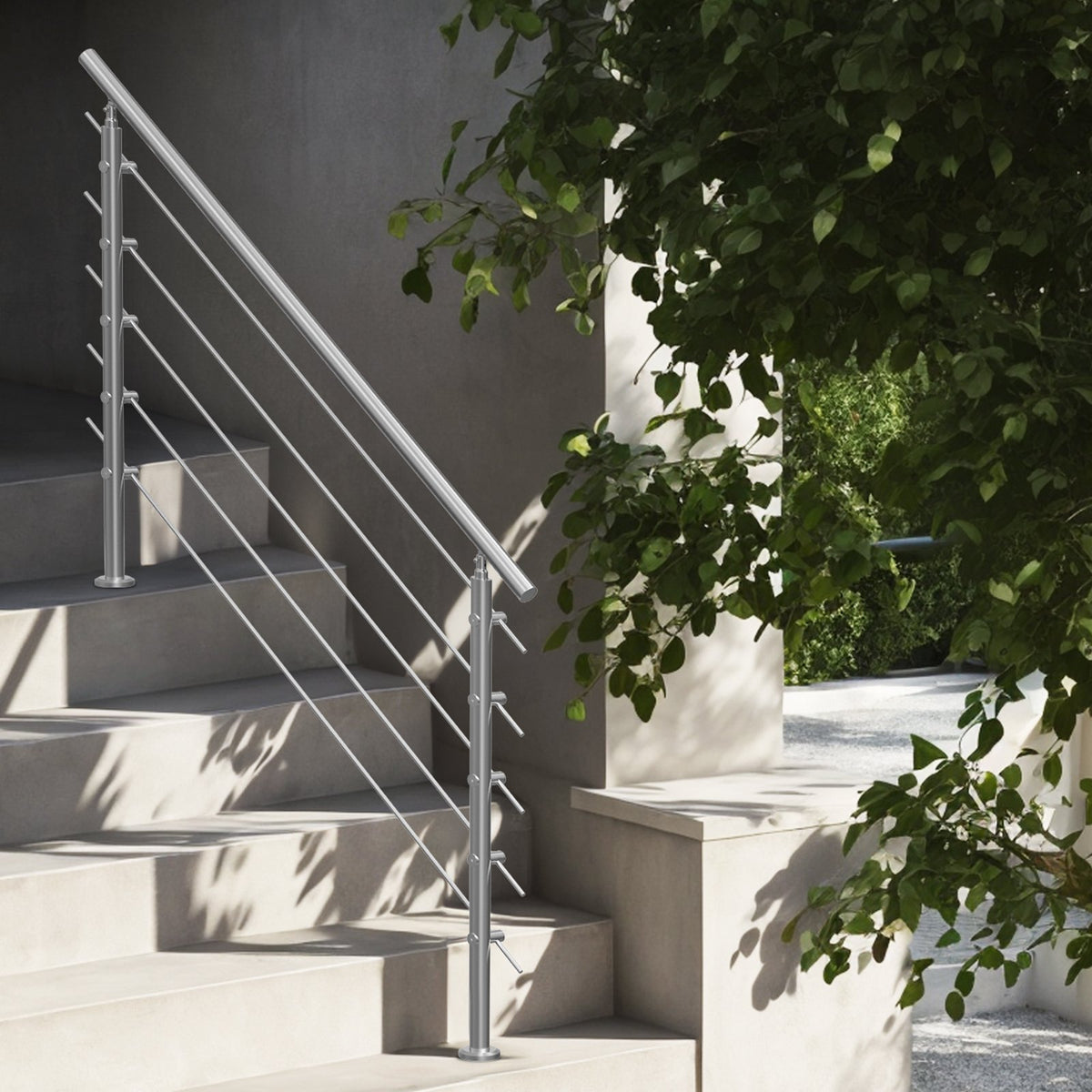Handrails for Outdoor Steps 59" | 5 Crossbars | Porch & Deck Stair Railing