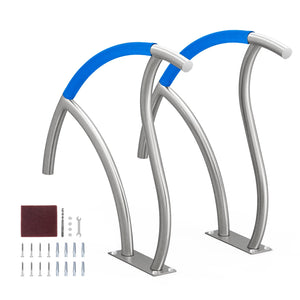 Pool Handrail 2-Pack | 30x30" Stainless Steel Spa Rails with Base Plate