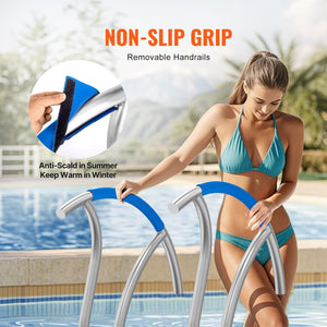 Pool Handrail 2-Pack | 30x30" Stainless Steel Spa Rails with Base Plate