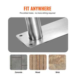 Pool Handrail 2-Pack | 30x30" Stainless Steel Spa Rails with Base Plate