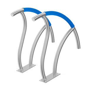 Pool Handrail 2-Pack | 30x30" Stainless Steel Spa Rails with Base Plate