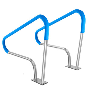 Pool Handrail 2-Pack | 48x36" Stainless Steel Spa Rails with Base Plate