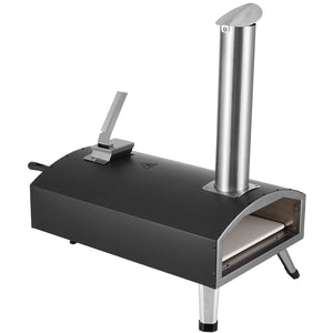 Outdoor Pizza Oven | 12" Wood-Fired Pellet Pizza Maker with Thermometer & Stone | Portable Backyard, Patio & Camping Stove