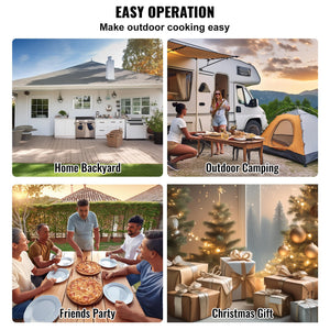 Outdoor Wood Pellet Pizza Oven 12" | Built-In Thermometer, Rotating Stone, Carry Bag & Shovel | For Backyard, Patio & Camping | Black