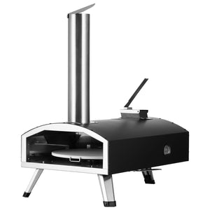 Outdoor Wood Pellet Pizza Oven 12" | Built-In Thermometer, Rotating Stone, Carry Bag & Shovel | For Backyard, Patio & Camping | Black