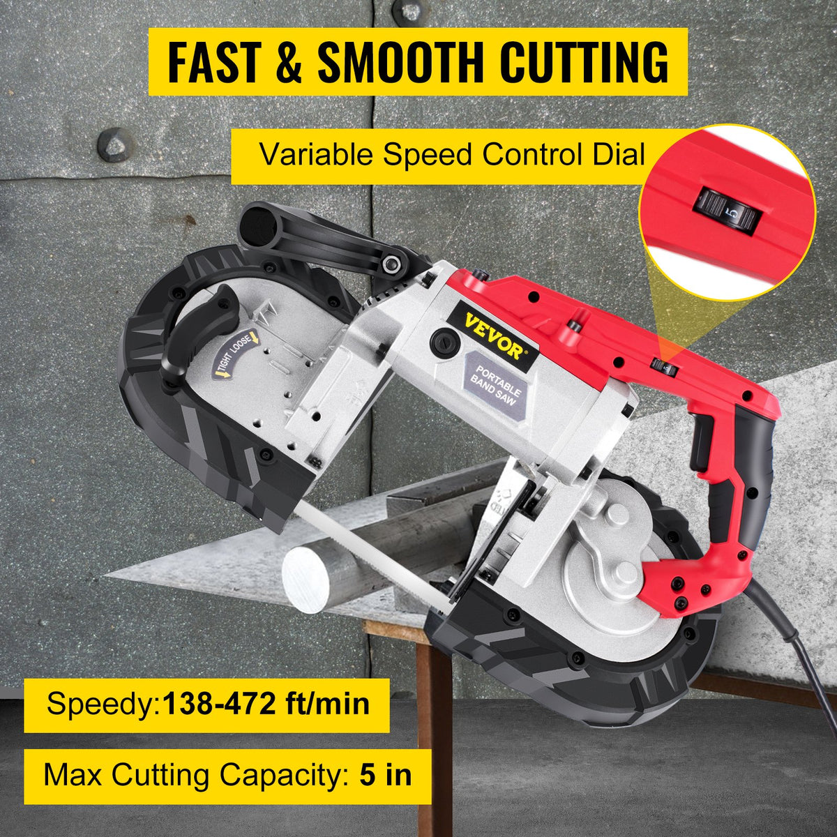 Portable Band Saw | 127mm Deep Cut Variable-Speed 220V Handheld