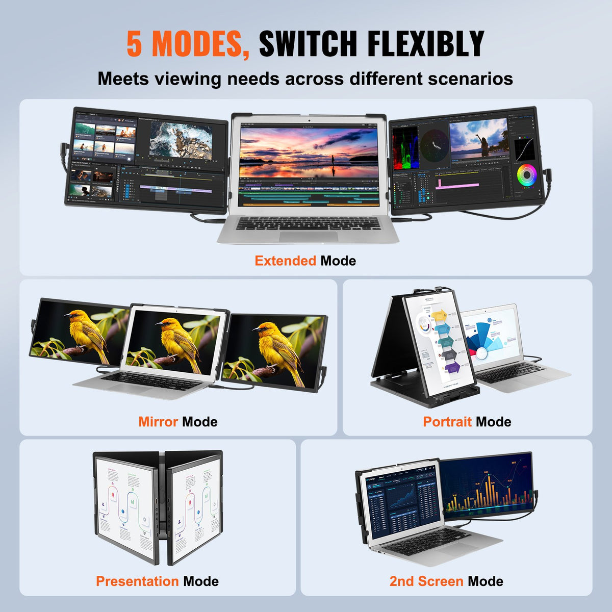 Laptop Screen Extender 14" | 1080P Portable Monitor for 13"-17" Laptops