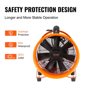 Portable Ventilator 10" | Heavy Duty Cylinder Fan with 5m Duct Hose | 1720CFM