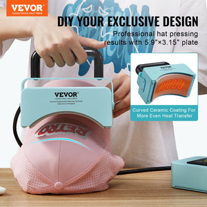 Mini Hat Heat Press | 5.9"x3.15" Plate for Caps | Green