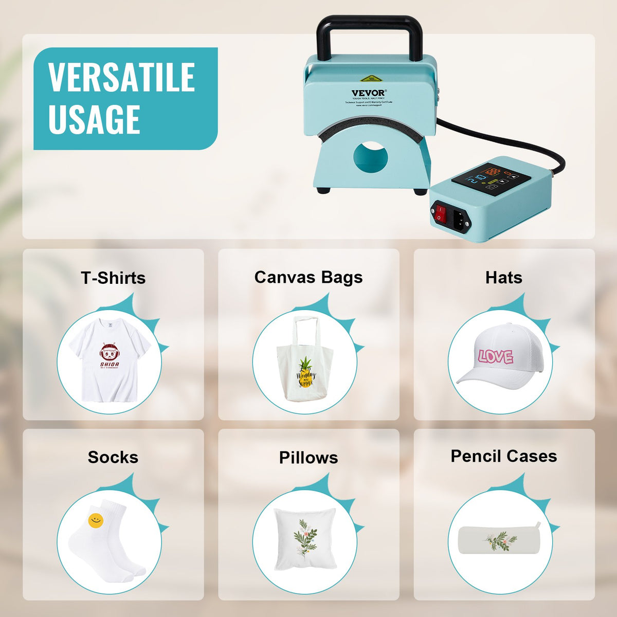 Mini Hat Heat Press | 5.9"x3.15" Plate for Caps | Green