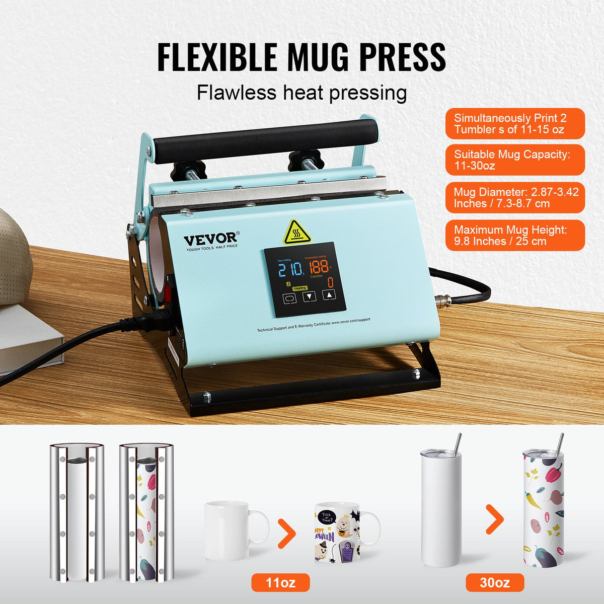 2-in-1 Heat Press | Tumbler & Hat Press Machine for Sublimation