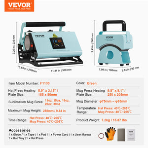 2-in-1 Heat Press | Tumbler & Hat Press Machine for Sublimation