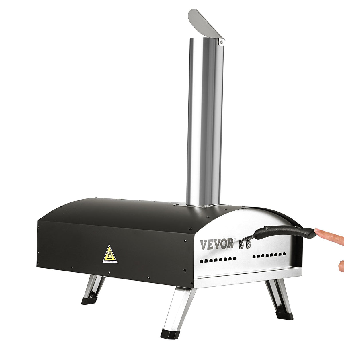 Outdoor Pizza Oven 12 Inch | Wood Pellet & Charcoal Fired Pizza Maker | Portable Stainless Steel Grill with Stone, Cover, Shovel & Wood Burner | Backyard & Camping