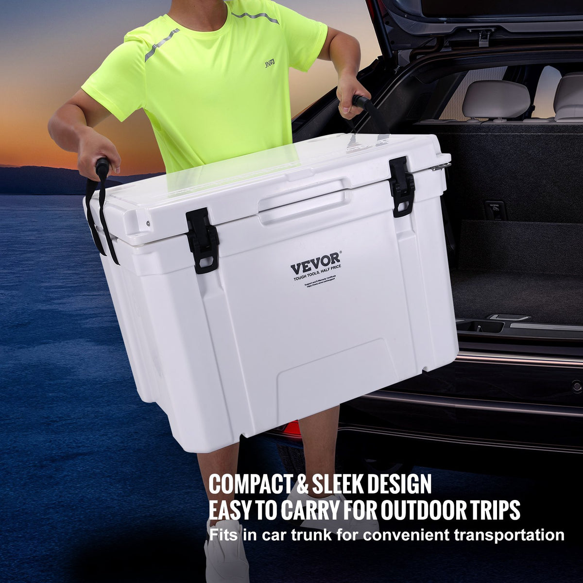 Insulated Cooler 65qt | Holds 65 Cans | Heavy Duty Ice Chest with Handle | 6-Day Ice Retention for Camping, Beach & Travel