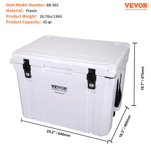 Insulated Cooler 65qt | Holds 65 Cans | Heavy Duty Ice Chest with Handle | 6-Day Ice Retention for Camping, Beach & Travel