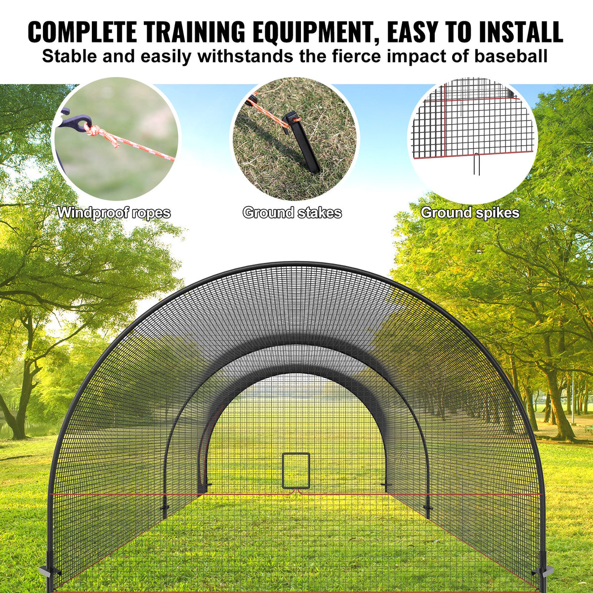 Baseball Batting Cage | 22x12x8ft Softball & Baseball Hitting Cage Net and Frame | Portable Practice Pitching Cage with Carry Bag | Heavy Duty Enclosed Netting | Backyard Training 670cm