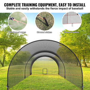 Baseball Batting Cage | 22x12x8ft Softball & Baseball Hitting Cage Net and Frame | Portable Practice Pitching Cage with Carry Bag | Heavy Duty Enclosed Netting | Backyard Training 670cm