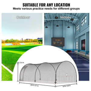Baseball Batting Cage | 22x12x8ft Softball & Baseball Hitting Cage Net and Frame | Portable Practice Pitching Cage with Carry Bag | Heavy Duty Enclosed Netting | Backyard Training 670cm