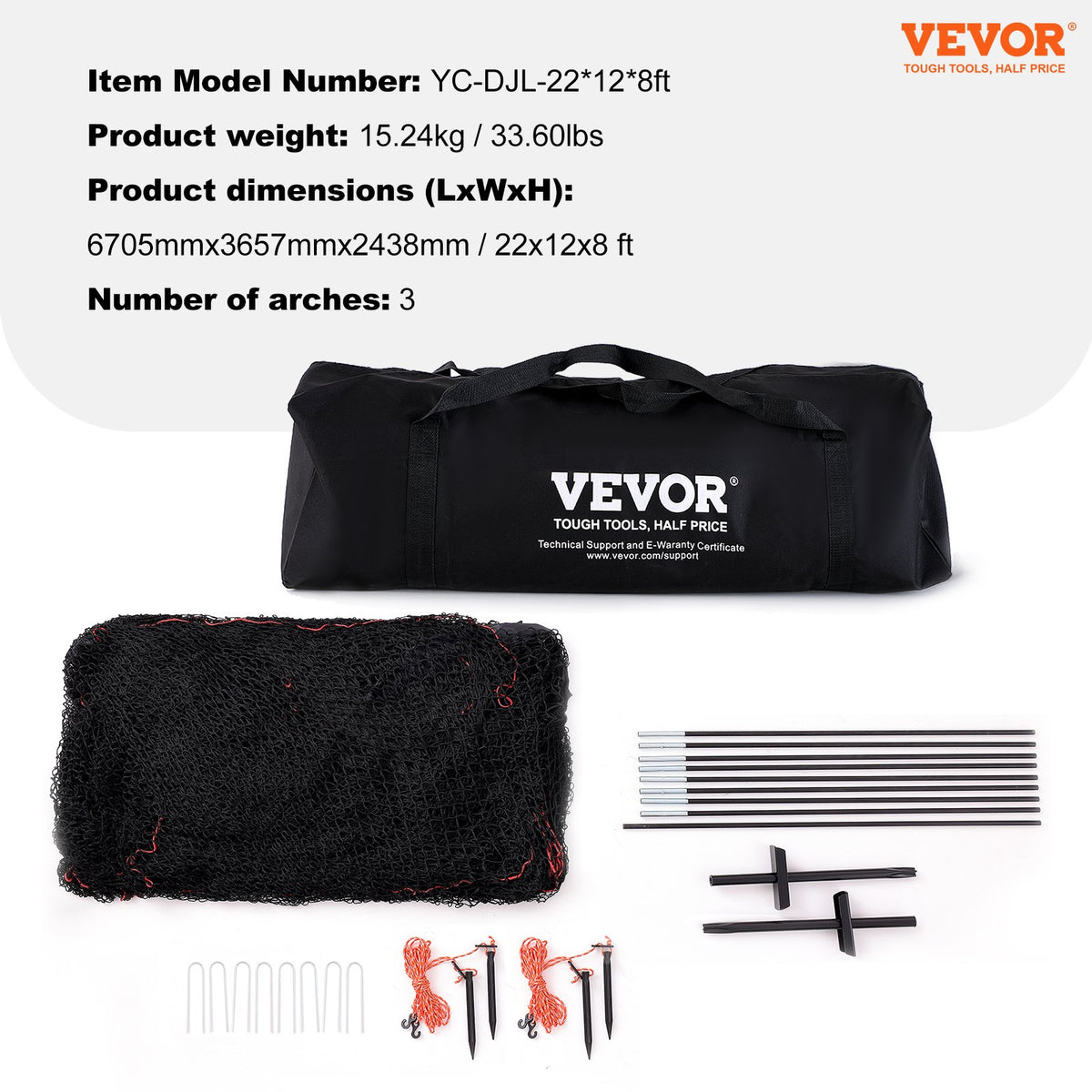 Baseball Batting Cage | 22x12x8ft Softball & Baseball Hitting Cage Net and Frame | Portable Practice Pitching Cage with Carry Bag | Heavy Duty Enclosed Netting | Backyard Training 670cm