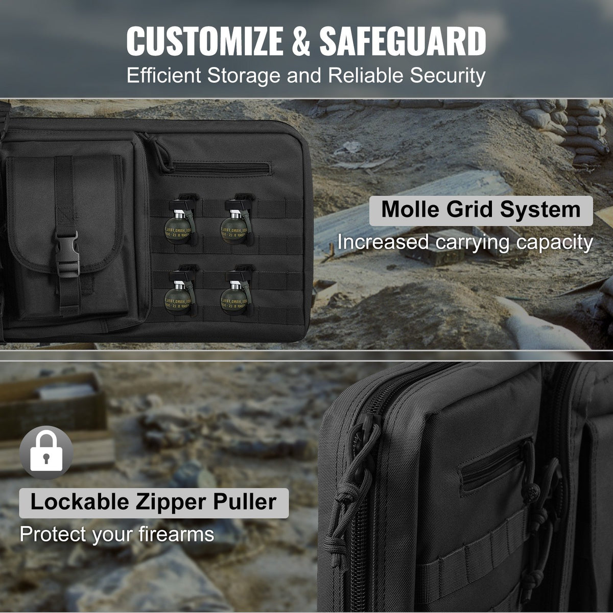 Rifle Bag | 42" Tactical Double Long Gun Bag for 2 Rifles & Pistols