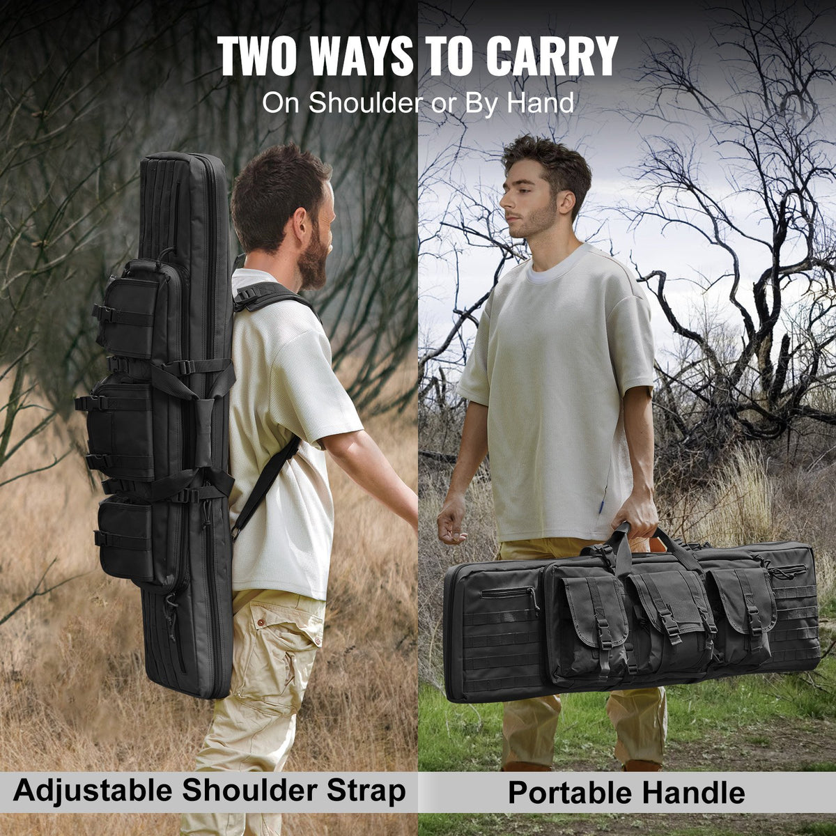 Rifle Bag | 42" Tactical Double Long Gun Bag for 2 Rifles & Pistols
