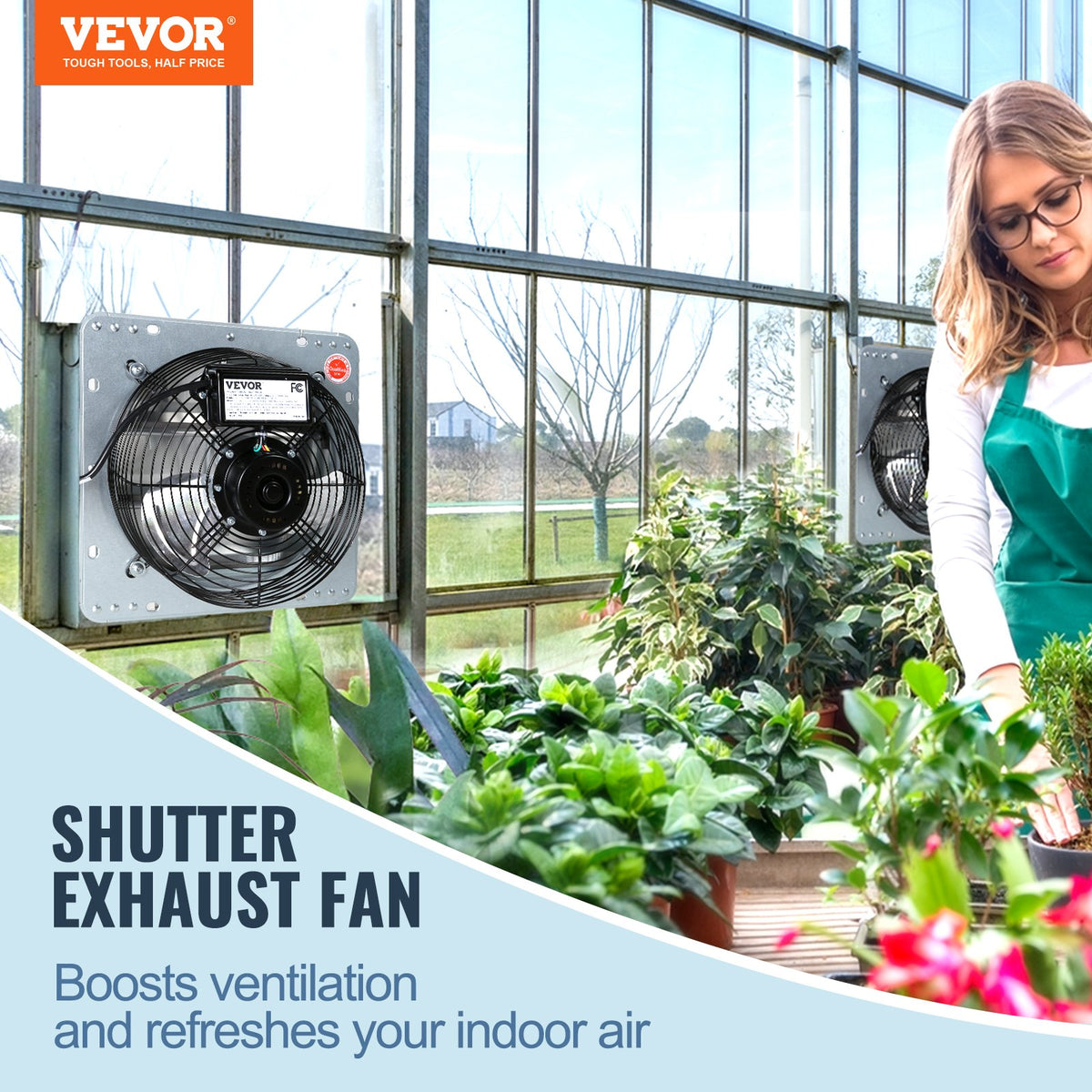 Shutter Exhaust Fan 406mm | 1400RPM 1506CFM Aluminum Wall-Mount Ventilator