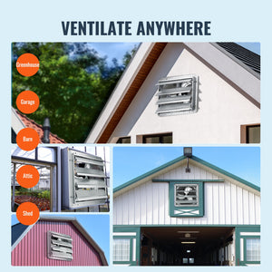 Shutter Exhaust Fan 406mm | 1400RPM 1506CFM Aluminum Wall-Mount Ventilator