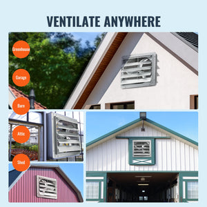 Shutter Exhaust Fan | 610mm 2892 CFM Wall-Mount Vent Fan | 1400 RPM Aluminum AC Motor