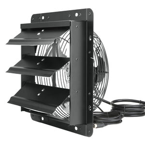 Shutter Exhaust Fan | 254mm EC-Motor Wall Vent Fan with Temp & Humidity Controller | 843 CFM Variable Speed for Greenhouse & Garage