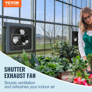 Shutter Exhaust Fan | 254mm EC-Motor Wall Vent Fan with Temp & Humidity Controller | 843 CFM Variable Speed for Greenhouse & Garage