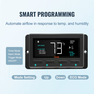 Shutter Exhaust Fan | 254mm EC-Motor Wall Vent Fan with Temp & Humidity Controller | 843 CFM Variable Speed for Greenhouse & Garage