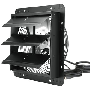 Shutter Exhaust Fan 12 Inch 305mm | Temperature & Humidity Controller | EC-Motor 904 CFM | Variable Speed Wall Mount Fan for Greenhouses, Garages & Sheds