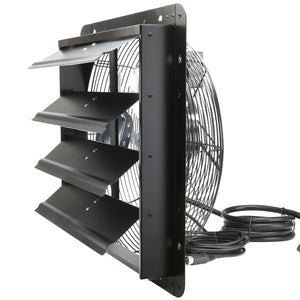 Shutter Exhaust Fan 16 Inch 406mm | Temperature & Humidity Controller | EC-Motor 1747 CFM | Variable Speed Wall Mount Fan | For Greenhouses, Garages & Sheds