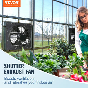 Shutter Exhaust Fan 16 Inch 406mm | Temperature & Humidity Controller | EC-Motor 1747 CFM | Variable Speed Wall Mount Fan | For Greenhouses, Garages & Sheds