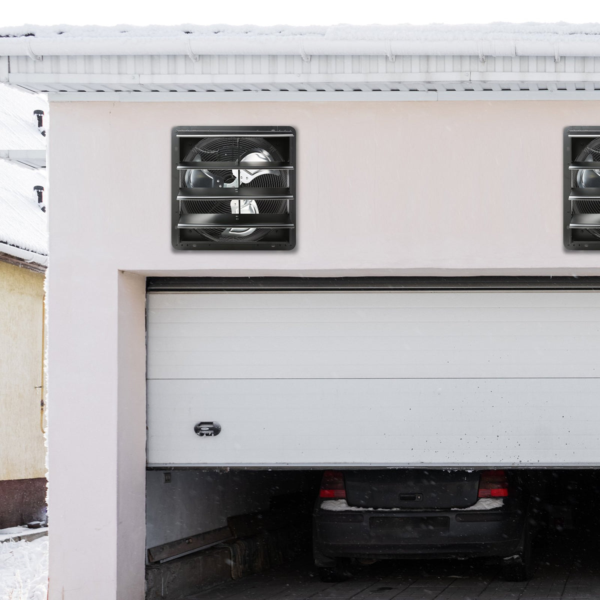 Shutter Exhaust Fan 16 Inch 406mm | Temperature & Humidity Controller | EC-Motor 1747 CFM | Variable Speed Wall Mount Fan | For Greenhouses, Garages & Sheds