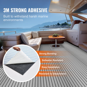EVA Foam Boat Flooring 94.5"x35.4" | 23.2 sq.ft Non-Slip Self-Adhesive Marine Deck Mat for Boats, Yachts, Kayaks & Pontoons