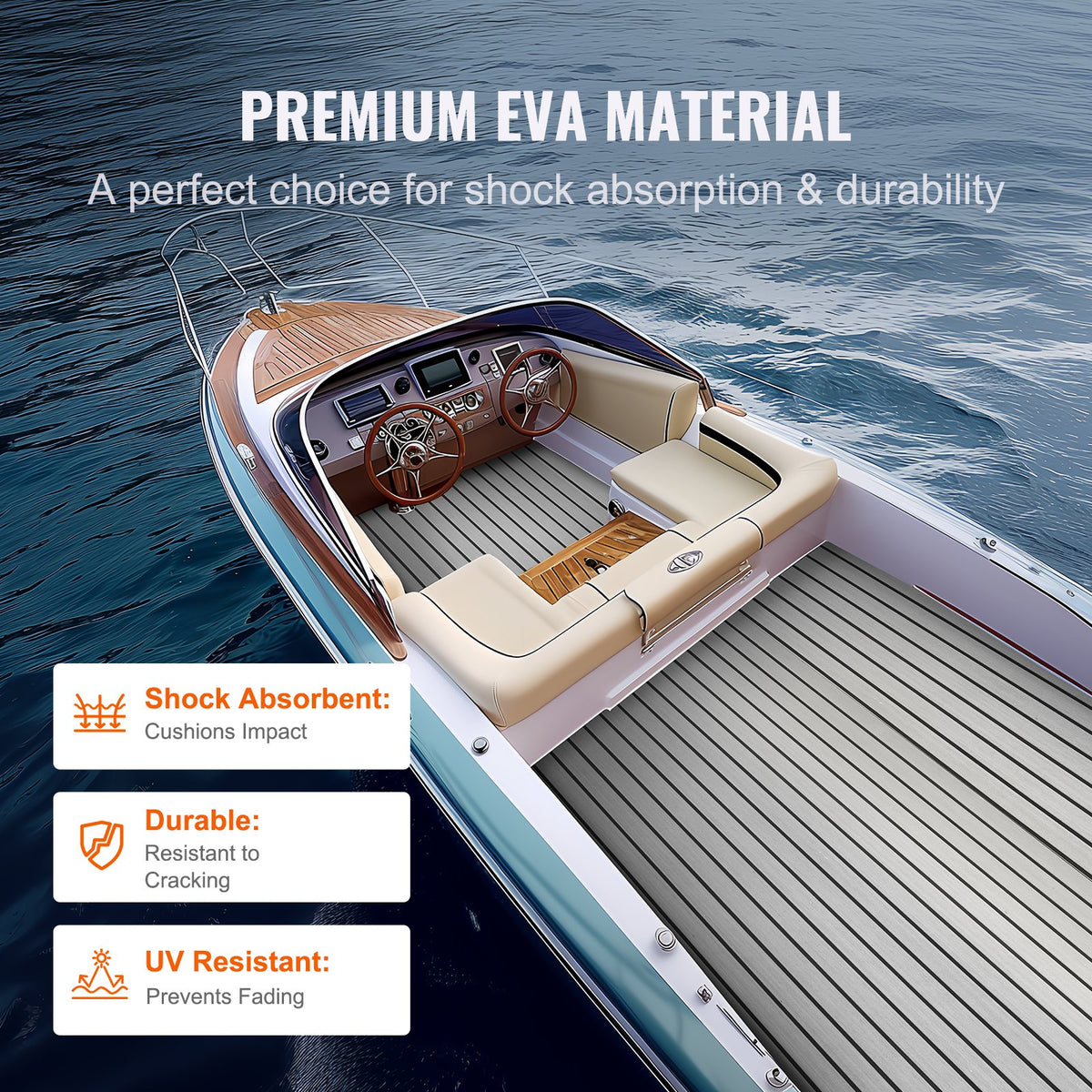 EVA Foam Boat Flooring 94.5"x35.4" | 23.2 sq.ft Non-Slip Self-Adhesive Marine Deck Mat for Boats, Yachts, Kayaks & Pontoons