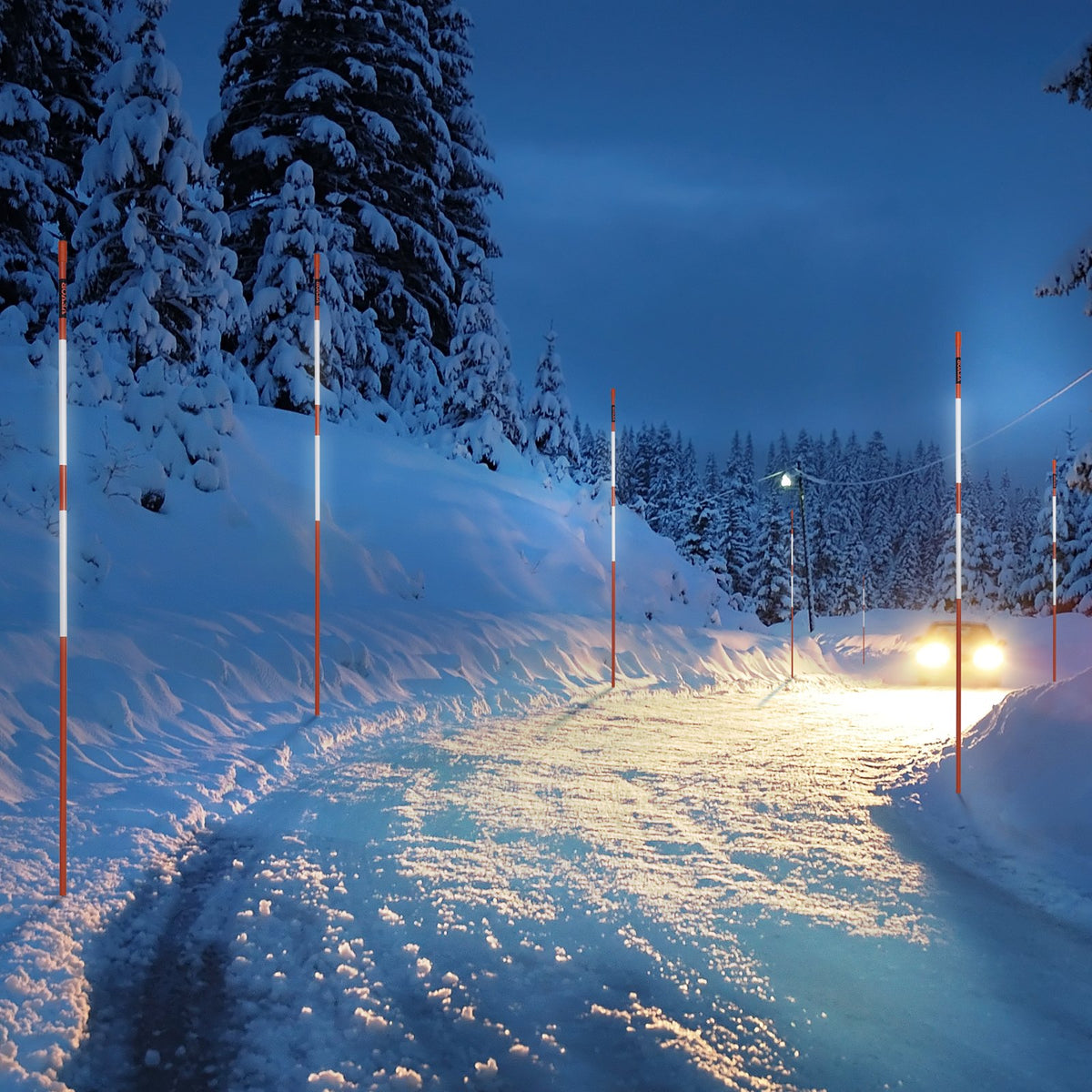 Driveway Markers 50 Pack | 121.5cm Orange Fiberglass Snow Stakes with Reflective Tape