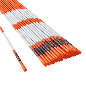 Driveway Markers 50 Pack | 121.5cm Orange Fiberglass Snow Stakes with Reflective Tape