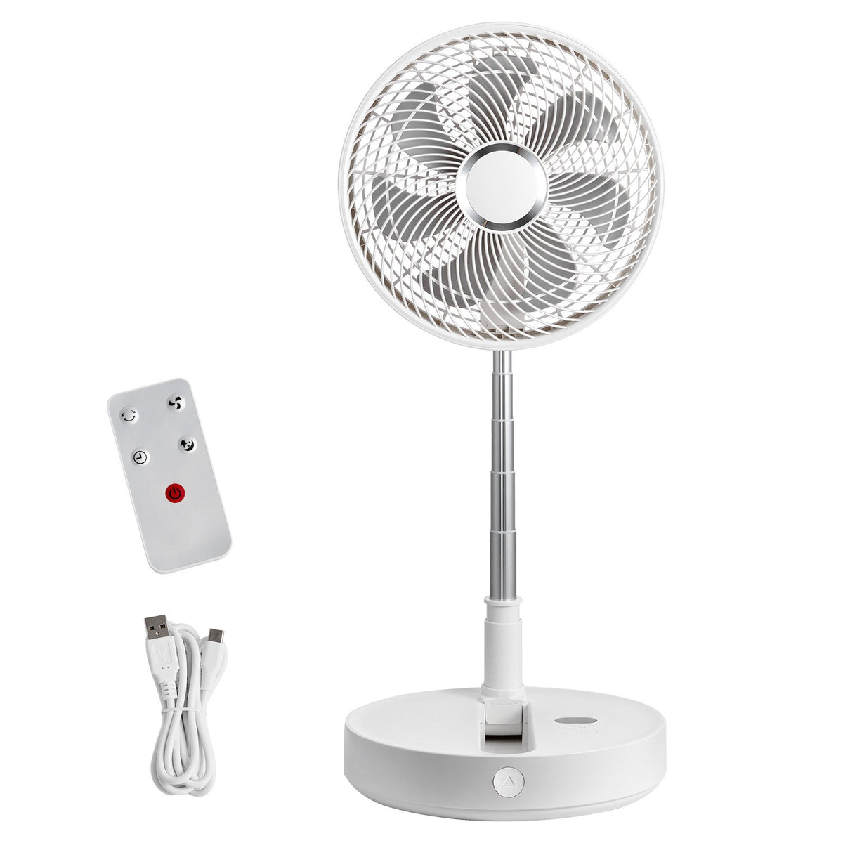 Foldable Oscillating Fan 12 Inch | 7200mAh Rechargeable Desk & Floor Fan | 4 Speeds | Remote Control & Quiet Operation