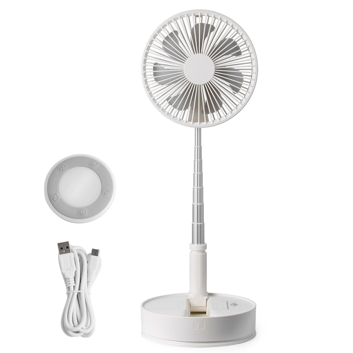 Foldable Oscillating Fan 8 Inch | Rechargeable 7200mAh Portable Desk & Floor Fan with Remote | 4 Speeds | Quiet Operation