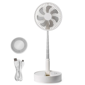 Foldable Oscillating Fan 8 Inch | Rechargeable 7200mAh Portable Desk & Floor Fan with Remote | 4 Speeds | Quiet Operation
